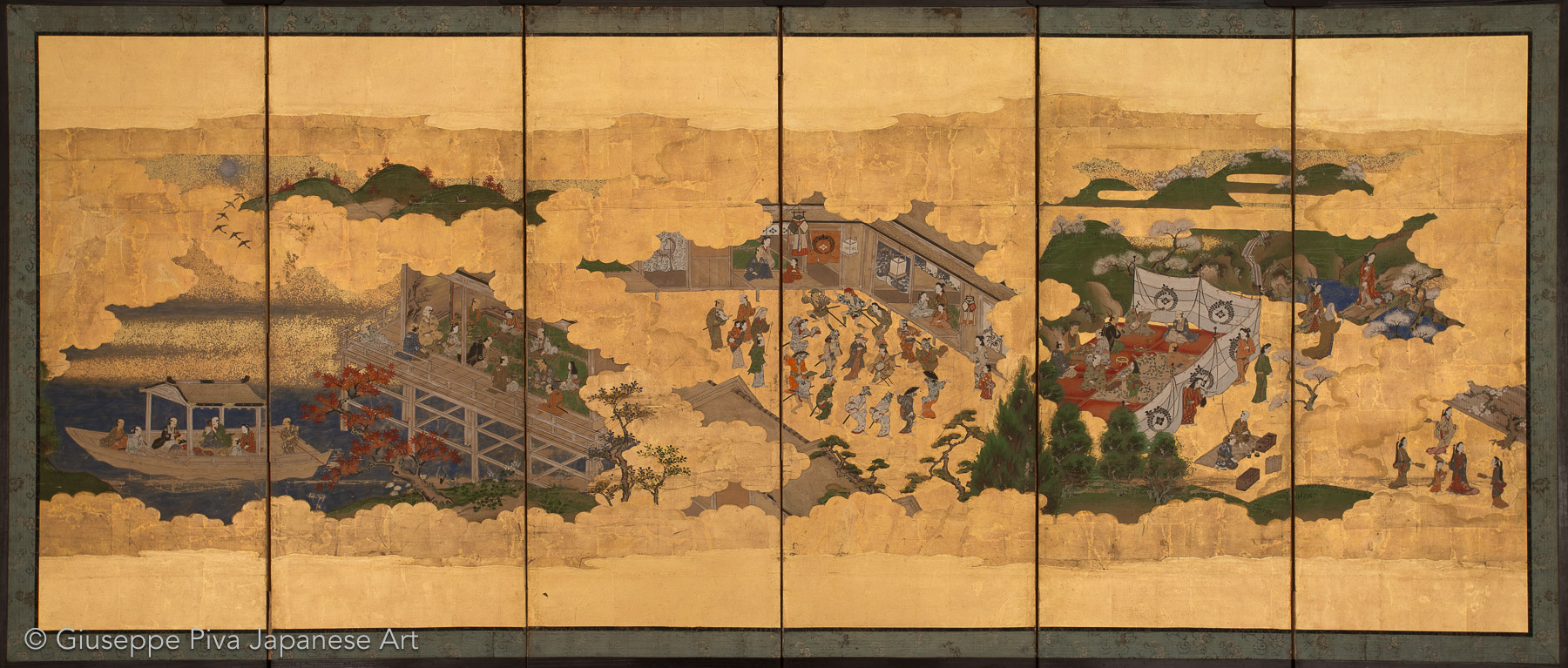 Folding screen with amusements during the four seasons